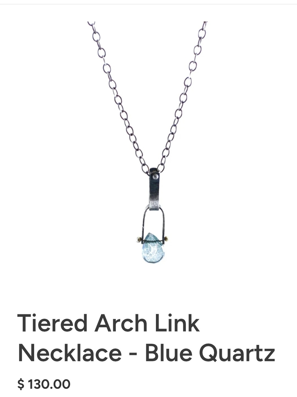 Tiered Arch Link Sterling Silver Necklace - Blue Quartz Hand Crafted Eric Silva